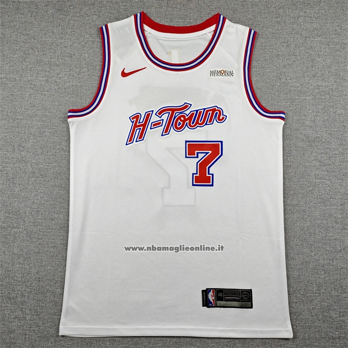 Maglia Houston Rockets Cam Whitmore No 7 Citta 2025-26 Bianco